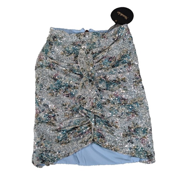 Nookie Dresses & Skirts - Nookie Forever Skirt Womens Small Blue‎ Sequin Ruched Party Mini Dressy New
